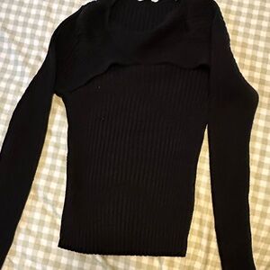 SHEIN Black Ribbed Crew Neck Sweater